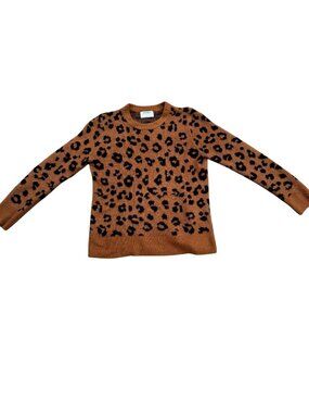 Old Navy Womens Leopard Print Sweater Brown/Black Size M Soft Knit Crewneck